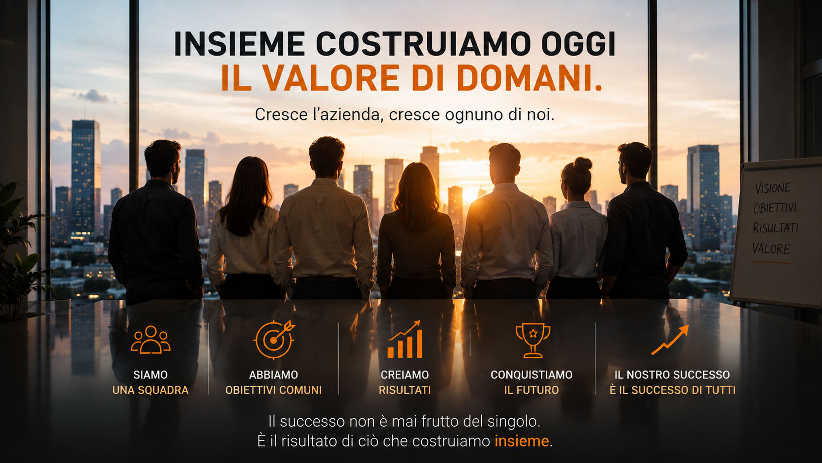 Squadra davanti allo skyline